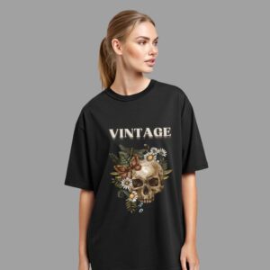 VINTAGE SKULL FLORAL TEE